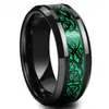 Anillo de Acero de Tungsteno con Patrón de Dragón Bicolor Tamaño Americano Estándar Anillo de Cerámica de Acero de Titanio Anillo de Titanio Dorado para Hombre Entrega Transfronteriza
