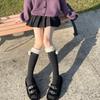 Otoño e Invierno Japonés Lori Suave Lindo Niña Bola de Pelo Lana de Cordero Tubo Medio Calcetines Apilados con Terciopelo Cálido Rayas Verticales Becerro