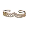 Brazalete Abierto de Circonita Cúbica Ondulada de Lujo Ligero Elegante de Gama Alta Moda Versátil para Bodas Banquetes Viajes Regalo