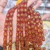 Ágata Preta Natural e Vermelha Banhada a Ouro Seis Palavras Mantra Contas Cilindro Semi-Acabadas Acessórios para Joias DIY Atacado em Vários Tamanhos