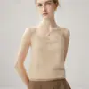 Top de chaleco de punto, sin mangas, estilo nuevo, tejido de mezcla de cachemira Consinee, prenda interior versátil de color liso