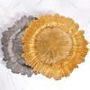 Plato de Copo de Nieve Europeo Plato de Vidrio Dorado Manteles de Mesa Vajilla Europea Decoración del Hogar Redondo Girasol Plato para Comida Occidental Comercio Exterior