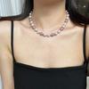 Alto Brillo Romántico Retro 10mm Blanco Frío Manta Rosa Morado Color Gradual Perla de Agua Salada Artificial Collar Cadena para Clavícula