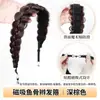 Trenzas Postizas para Mujer con Cinta Mágica, Diadema Trenzado, Trenzas Largas, Trenzas de Espiga en Corona Alta, Diadema Magnético para Peluca de Mujer