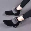 Botas de Cano Curto com Salto Médio Femininas 2026 Inverno Novo Camurça Versátil Fashionável Temperamento Solado Macio Salto Bloco Botas Pequenas de Couro Botas de Algodão com Pelo