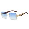 Nuevas Gafas de Sol Cuadradas sin Montura Retro Decorativas de Guepardo Gafas de Sol Metálicas con Cabeza de Leopardo Transfronterizas