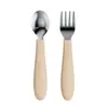 Vajilla Infantil Set Portátil Cuchara Tenedor Acero Inoxidable 304 Vajilla para Alimentación Infantil Bebé Dibujos Animados Tenedor y Cuchara