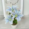Flores de lírio artificiais, plantas em vaso, flores de seda, peças decorativas para salas de estar e mesas de jantar, arranjos florais para decoração de casa e de fundo de casamento