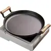Sartén para Hotcakes de Hierro Fundido, Sartén Antiadherente sin Recubrimiento, Sartén para Hotcakes con Agarre Manual, Sartén para Hotcakes y Frutas, Plancha de Hierro Crudo, Sartén Saludable de Hierro Fundido