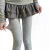 Leggings de Lã com Padrão Vertical Quente Forrados com Fleece Cor Café Versátil Simples Meia-Calça Escovada Meias com Pé Cinza
