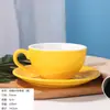 Taza de Café de Cerámica Europea Cappuccino Latte Art Taza de Café Profesional con Platillo Set 200ml Set Negro