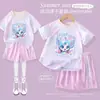 Verano Maravilloso Lindo Estilo Princesa para Niñas Dibujos Animados Lindos Conjunto Deportivo para Niños Secado Rápido Camiseta de Manga Corta y Pantalones Cortos