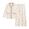 Pijama de otoño e invierno para mujer con sujetador incorporado, cárdigan de algodón casual de manga larga para estar en casa, conjunto dulce y lindo para mujer