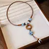Collar de Cerámica con Colgante de Animales Serie Oceánica Cadena Larga de Concha de Estrella de Mar Cadena para Suéter Estilo Fresco Accesorio de Moda Nicho