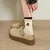 Zapatos Birkenstock de Media Punta de Felpa con Tejido Étnico para Mujer, Nuevos de Otoño/Invierno, Plataforma, Suela Gruesa, Cálidos para Exteriores, Zapatos Birkenstock Casuales