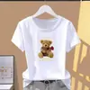 Camiseta Casual de Alta Qualidade com Estampa de Letras, Manga Curta para Mulheres, Verão, Gola Redonda, Solta e Versátil, Top da Moda Estilo Mãe