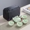 Bolsa de Transporte Juego de Té Kung Fu de Viaje Cerámica Tetera Xishi Un Tetera Dos Tazas Juego de Cuatro Tazas Regalo Creativo Regalo de Acompañamiento
