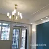 Lámpara de araña para sala de estar estilo francés, lámpara de araña de vidrio de cobre antiguo, lámpara de araña retro americana minimalista para dormitorio y comedor, hierro y otros materiales