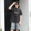 Amazon Moda Ropa Moderna para Niños Negro Lavado Vintage Desgastado Camiseta de Manga Corta 100% Algodón Cuello Redondo Top Holgado