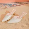 Meia-sapatilha Baotou Feminina Bico Fino Elegante Salto Alto 2025 Nova Sandália Stiletto plus size 41-43
