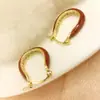Novos brincos retrô de nicho banhados a ouro com microdiamantes ovais vermelhos, brincos de alta qualidade com temperamento único de socialite