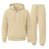 2026 Cadena de Suministro Mingxin Transfronterizo Suelto Unisex Estilo Americano Conjunto Cremallera Color Sólido Sudadera para Hombre Fabricante Pantalones Deportivos