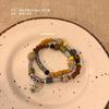 Pulseira de Cerâmica com Contas de Círculo Duplo de Jingdezhen Novo Estilo Zen Chinês Pulseira de Estilo Nacional Estilo Antigo Pulseira de Corda com Estampagem de Alto Nível