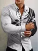 Camisa de hombre de otoño nueva con estampado digital 3D transfronteriza europea y americana, camisa de manga larga con solapa, estampado genial