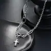 Collar para hombre de doble capa cruzado, tono oscuro, lujo ligero, sensación de alta gama, accesorio moderno y versátil para mujeres, adecuado para ir al trabajo