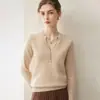 26 modelos nuevos de suéteres 100% cachemira pura, prendas de punto cuello henley, camiseta básica de cuello en V para mujer para capas de otoño e invierno