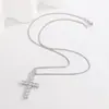 Pingente Cruzido de Aço Inoxidável Cheio de Diamante Hip-Hop Aço Titânio Zircônia Minimalista Colar Masculino de Verão