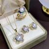 Día de la Madre Más Vendido Conjunto Natural de Perlas de Agua Dulce y Concha de Abulón Conjunto de Tres Piezas Anillo para Mujer, Pendientes, Colgante, Broches de Oreja S925