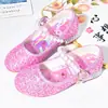 Sapatos de Cristal Brilhantes para Crianças, Sapatos de Salto Alto para Meninas, Sapatos de Princesa Kuromi da Moda para Menininhas, Sapatos de Couro para Bebês