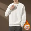 Envío transfronterizo disponible Invierno 2024 Forro polar Sudadera simple juvenil lisa de cuello redondo para hombre Camisa base engrosada Jr