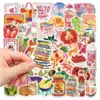 50 Pegatinas Retro Lindas de Dibujos Animados de Comida para Maletas, Laptop, Pegatinas Impermeables DIY para Teléfono