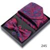 Corbata de negocios para hombre de 8 cm, pajarita, pañuelo de bolsillo, juego de 5 piezas, caja de regalo, para banquete de boda, corbata de mano negra a rayas.