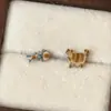 Brincos de Pressão, Estilo Marrom Doce e Cool, Brincos Fofos de Peixe Gatinho Seco, Brincos Assimétricos Coreanos de Nicho Retrô