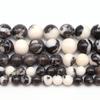 Contas de pedra zebra preto e branco natural contas soltas atacado comércio exterior transfronteiriço contas de pedra semipreciosa quente vendas diretas da fábrica