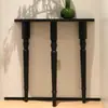 Mesa de Entrada Estilo Francés Madera Maciza Mesa de Exhibición Simple Semicircular para Entrada de Sala de Estar Pasillo Estante Estrecho de Lado de Pared Estilo Europeo Negro Minimalista