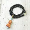 Pulsera estilo palacio oro nanyuan cuentas redondas diy garra de gato doble anillo jade Hetian para hombre y mujer simple Mori al por mayor