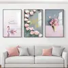 Pintura Decorativa para Sala de Estar Estilo Nórdico Planta Verde Fresca Flores Mural Celebridad de Internet Pared de Fondo para Sofá Dormitorio Sencillo