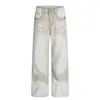 Fx086 Jeans Masculino Reto Solto Cor Nostálgica Lavada Tendência Neutra Retro Americano Design de Alta Qualidade