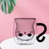 Caneca Personalizada com Alça, Copo de Vidro para Beber, Copo para Bebidas Chá de Leite Café, Copo de Leite de Camada Dupla para Mulheres com Bom Visual