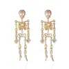 Brincos de Caveira Esqueleto Europeus e Americanos Transfronteiriços Brincos Exagerados Engraçados Tendência Feminina Joias de Halloween com Diamantes Brincos