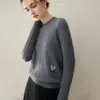 Suéter de tricô manual 100% cashmere com gola redonda e trança para mulheres, novo tricô pullover de outono e inverno, emagrecedor e quente