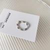 Anillo de Cuerda Elástica con Perla de Plata Quebrada Mismo Estilo de Blogger para Mujer, Moderno, Sencillo, Diseño de Nicho, Anillo de Alta Gama