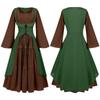 2025 Novo Vestido Medieval Europeu e Americano Feminino Manga Chifre Renda Renda Saia terno cos Vestido de Apresentação