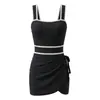 Nuevo traje de baño para mujer con tirantes finos, conjunto de dos piezas estilo falda de una pieza triangular, conservador, disimula la barriga, adelgazante, adecuado para vacaciones en aguas termales