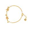 Nova Pulseira de Ouro de Areia Estilo Chinês Vietnamita Pulseira com Pingente de Flor Cravejada de Diamantes Luxo Leve Joia de Mão Feminina de Cobre Banhado a Ouro Sem Descoloração por Muito Tempo