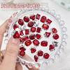 Accesorios para uñas rojos populares en línea, con forma especial de diamante, para Año Nuevo, festivos, con destellos, amor, cubos, dulces, accesorios para uñas.